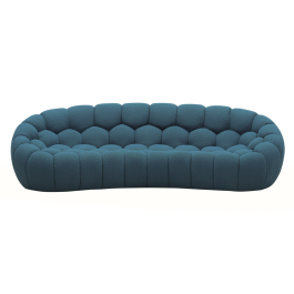 Yolonda - Modern Curved Dark Teal Fabric Sofa