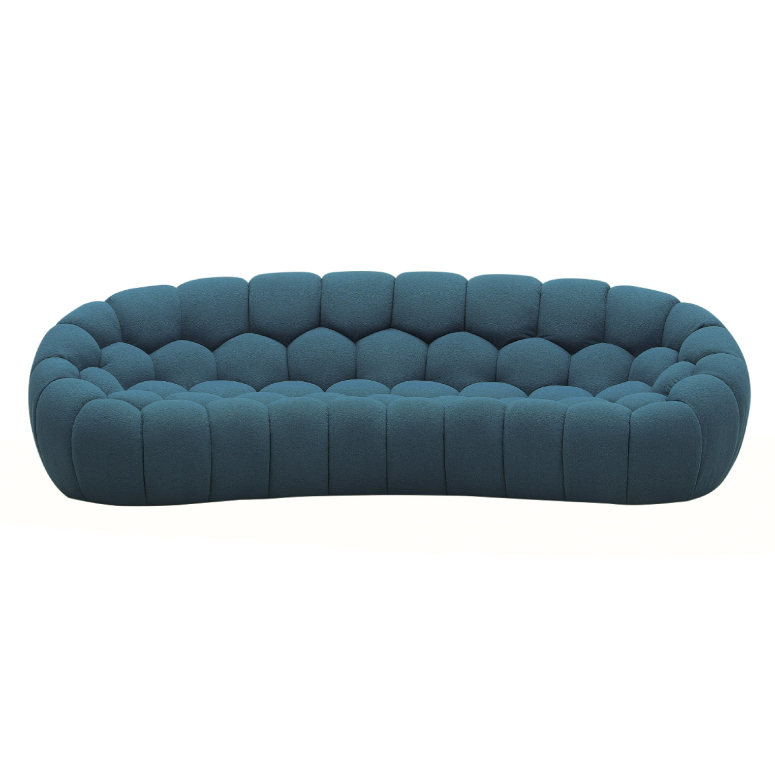 Yolonda - Modern Curved Dark Teal Fabric Sofa