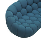 Yolonda - Modern Curved Dark Teal Fabric Loveseat
