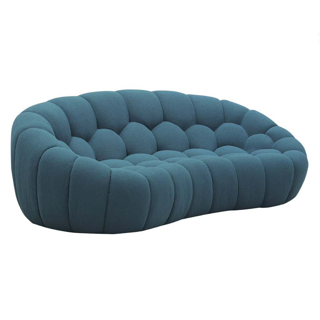 Yolonda - Modern Curved Dark Teal Fabric Loveseat