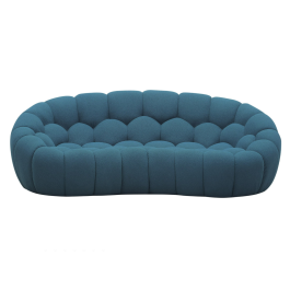 Yolonda - Modern Curved Dark Teal Fabric Loveseat