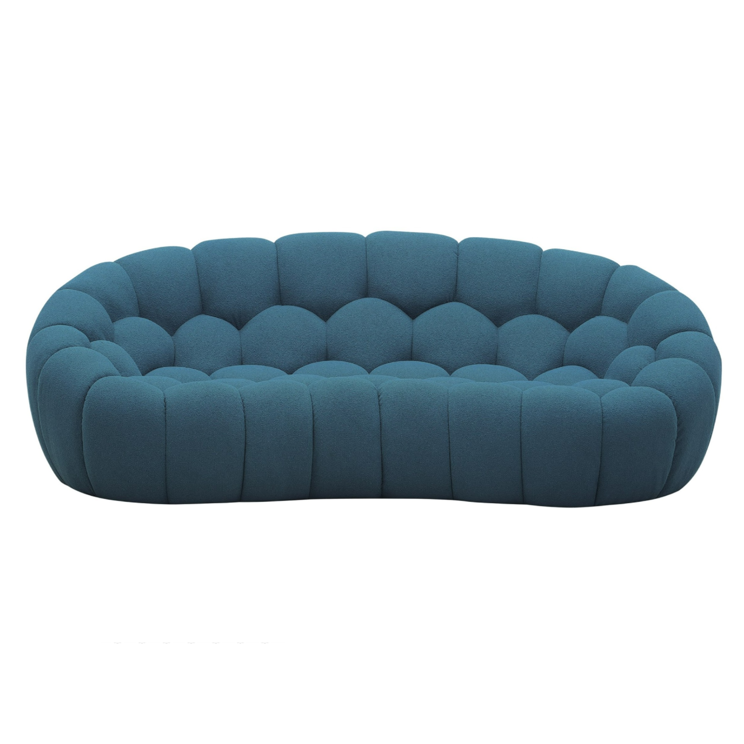 Yolonda - Modern Curved Dark Teal Fabric Loveseat