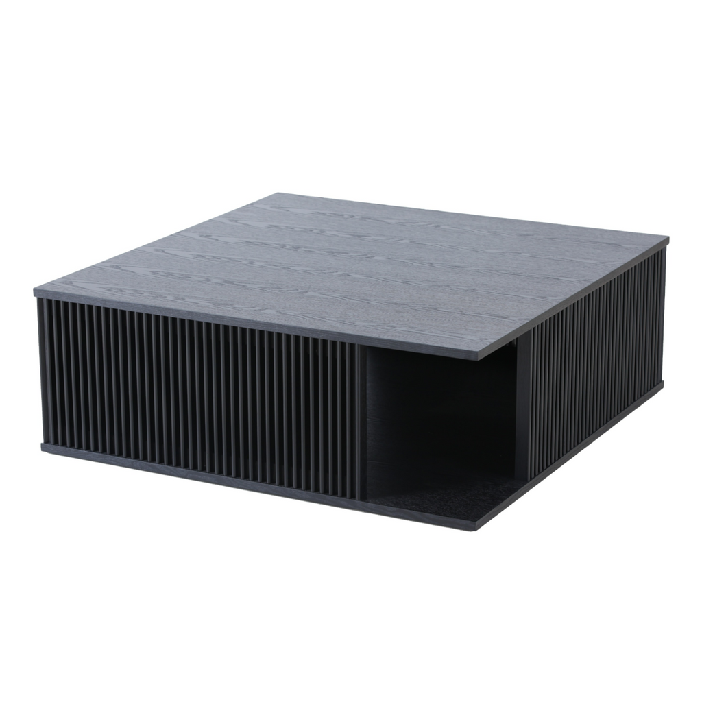 Alpine Modern Mid Century Black Ash Square Coffee Table