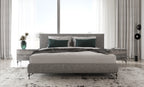 Aria - Italian Modern Multi Grey Bed and Two Nightstands - Italian Modern Multi Grey Bed and Two Nightstands - Queen