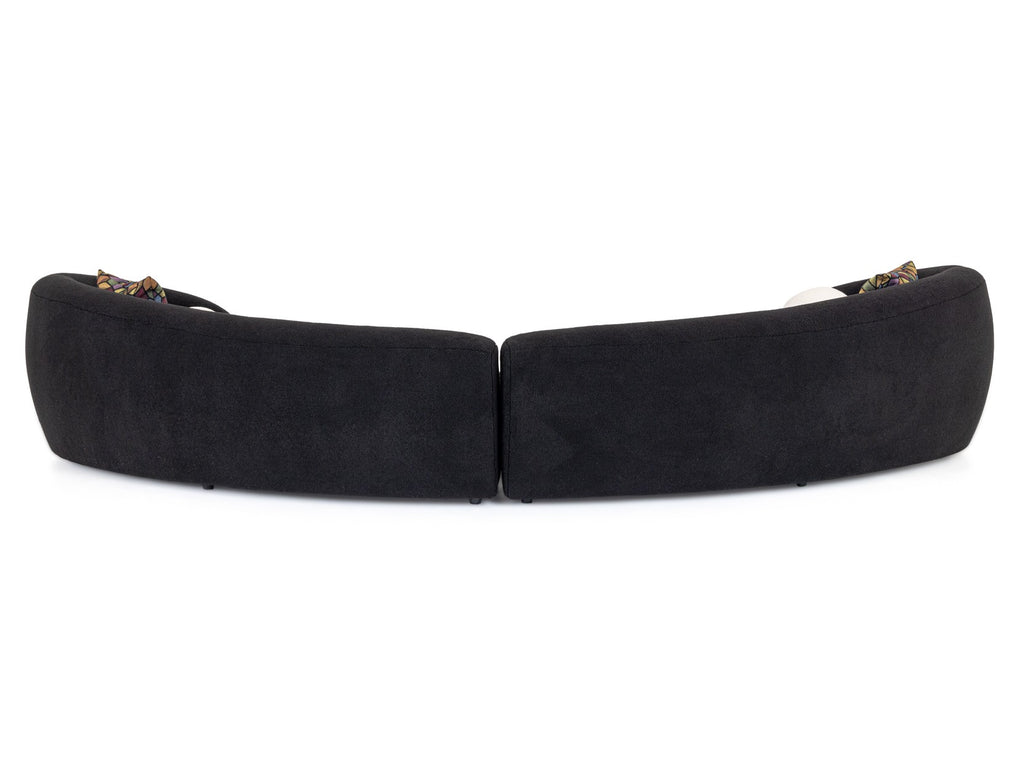 Kilmer Modern Black Curved Fabric Sectional Sofa