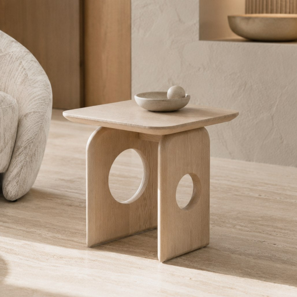 Osaka - Modern Faux Marble + Natural Ash End Table