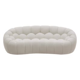 Yolonda - Modern Curved Off-White Fabric Loveseat