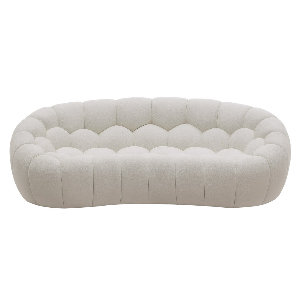 Yolonda - Modern Curved Off-White Fabric Loveseat