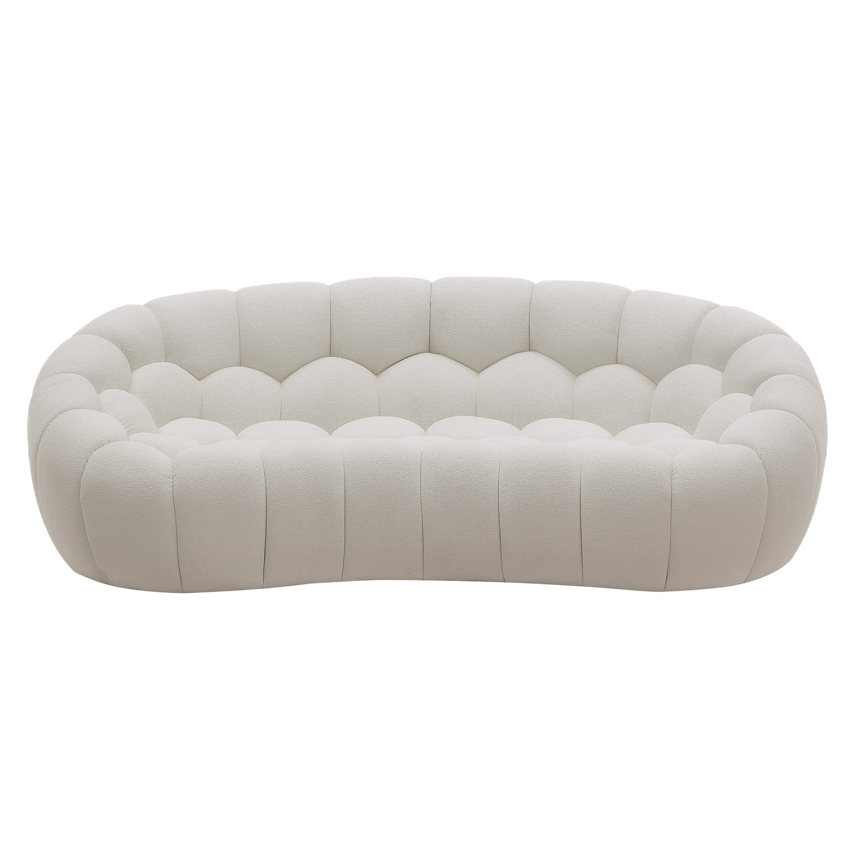 Yolonda - Modern Curved Off-White Fabric Loveseat