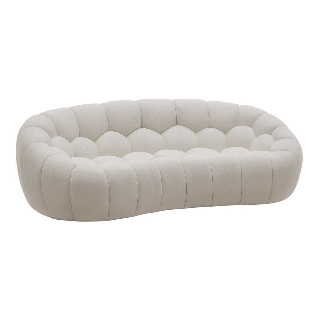 Yolonda - Modern Curved Off-White Fabric Loveseat