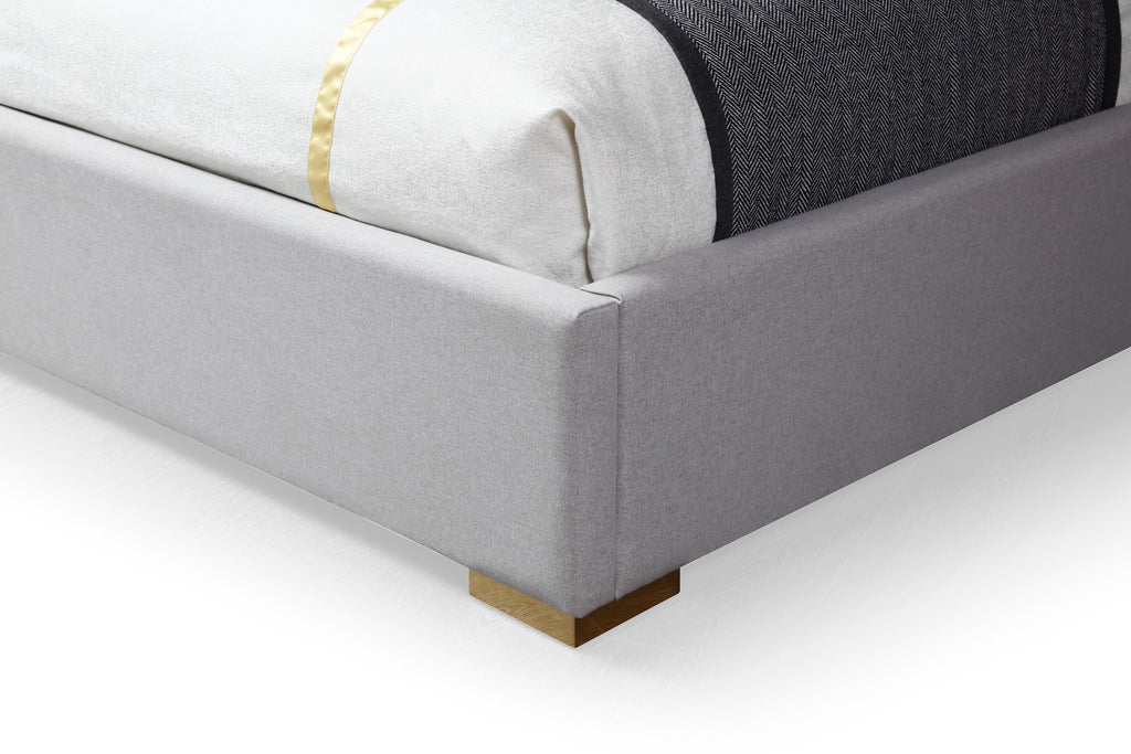 Eastern King Athena - Modern Light Grey Linen + Gold Bed - Modern Light Grey Linen + Gold Bed