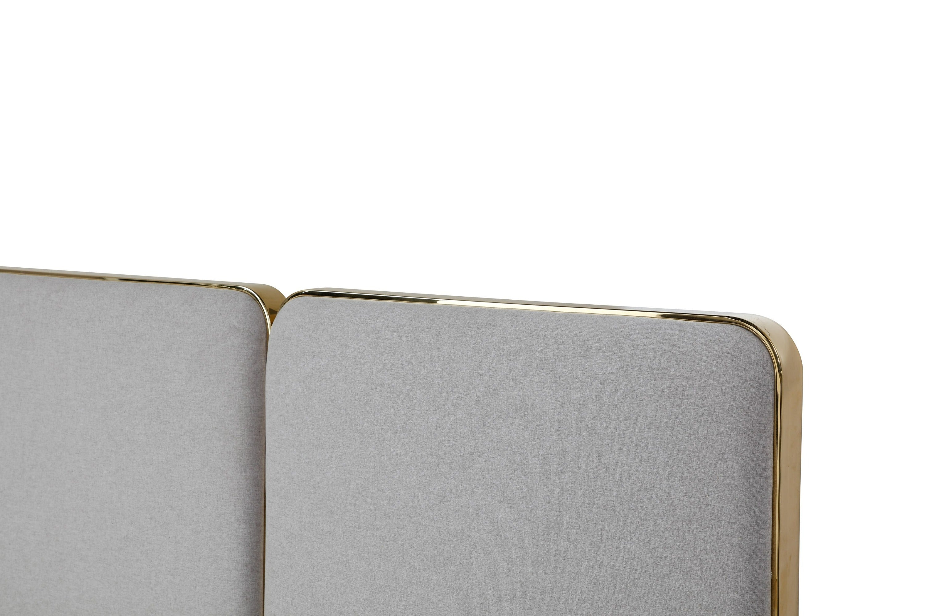 Eastern King Athena - Modern Light Grey Linen + Gold Bed - Modern Light Grey Linen + Gold Bed