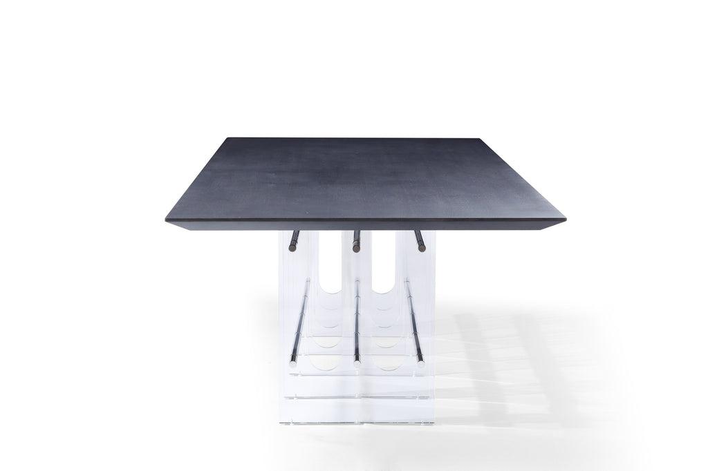 Inverness - Contemporary Black Oak + Acrylic Dining Table