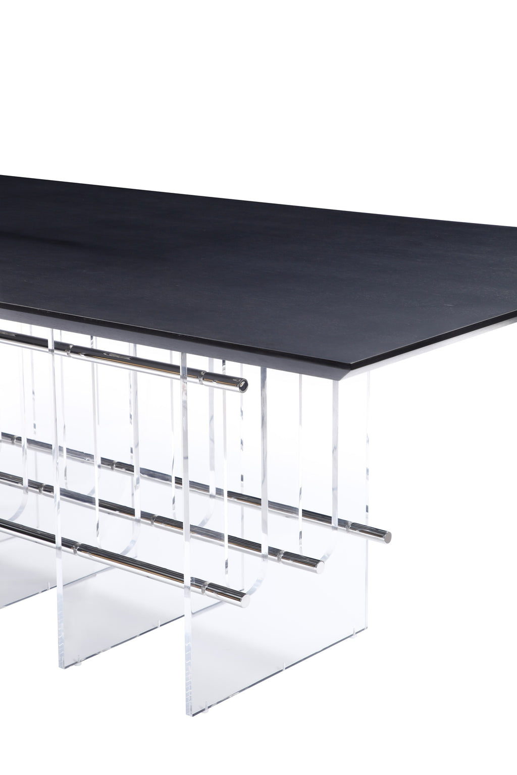 Inverness - Contemporary Black Oak + Acrylic Dining Table