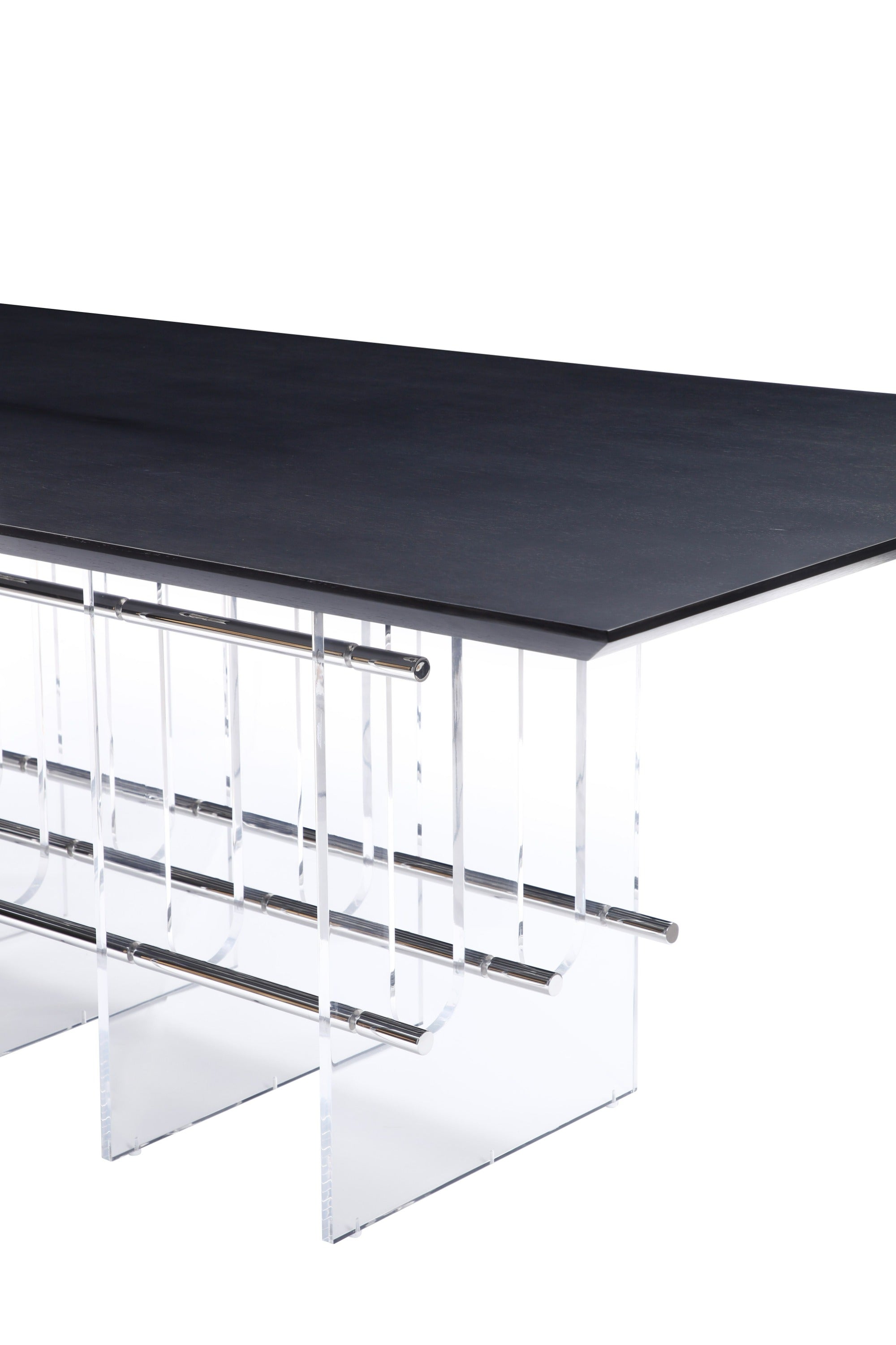 Inverness - Contemporary Black Oak + Acrylic Dining Table