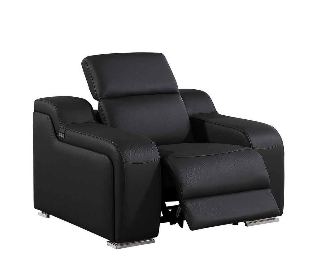 1116 Divanitalia 6-Piece Modular Power Reclining Sofa, Loveseat & Chair Set in Top Grain Italian Leather with 6 Power Recliners & Power Headrests - Black - SKU 1116-BLACK-6.6-HT-3PC - view 13