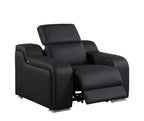 1116 Divanitalia 6-Piece Modular Power Reclining Sofa, Loveseat & Chair Set in Top Grain Italian Leather with 6 Power Recliners & Power Headrests - Black - SKU 1116-BLACK-6.6-HT-3PC - view 13