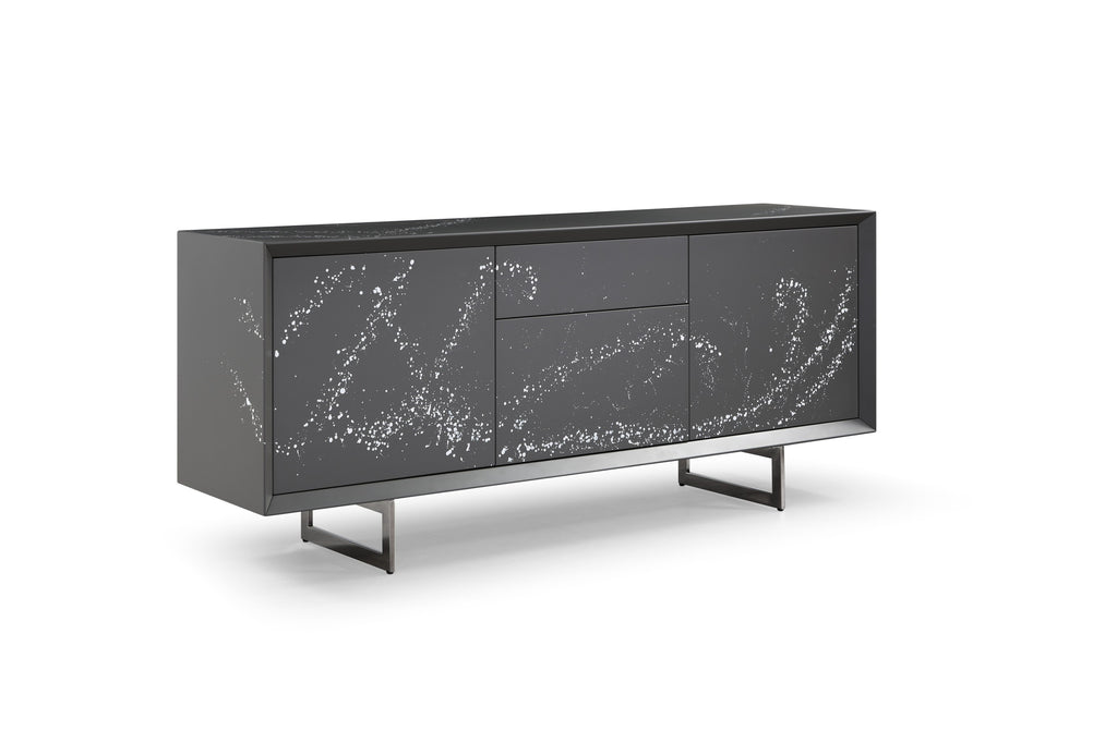 Hawick - Contemporary Dark Grey + Abstract White Paint Buffet