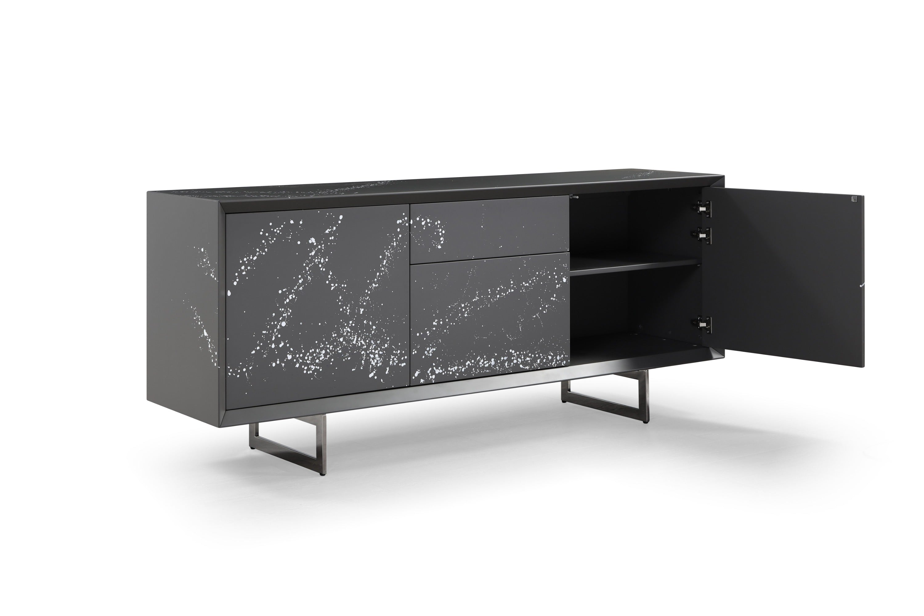 Hawick - Contemporary Dark Grey + Abstract White Paint Buffet