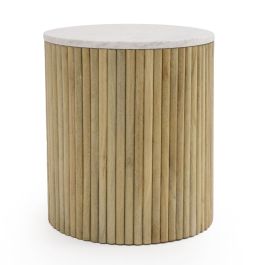Cambridge White Marble & Mango Round End Table