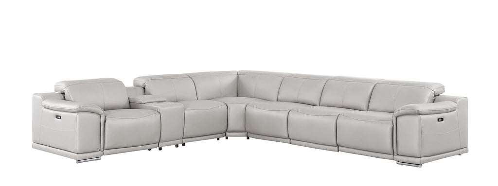 2679 7-Piece L-Shaped Power Reclining Sectional Sofa in Genuine Leather - 3 Recliners