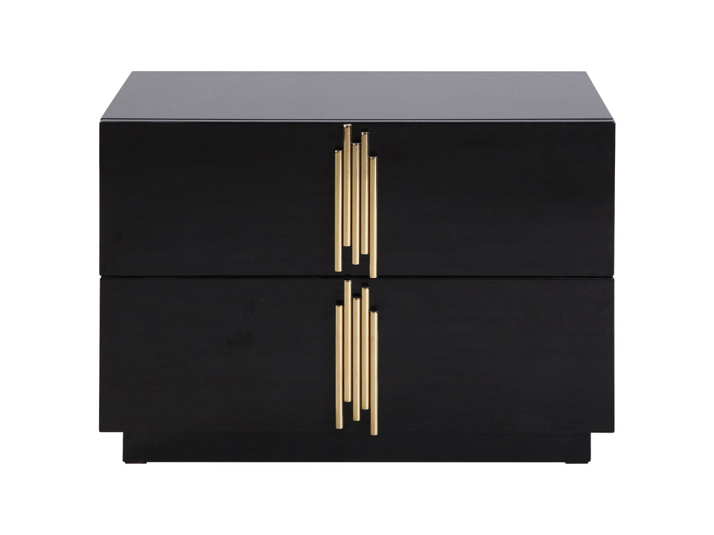 Token - Modern Black + Gold Wide Nightstand