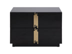 Token - Modern Black + Gold Wide Nightstand