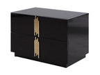 Token - Modern Black + Gold Wide Nightstand