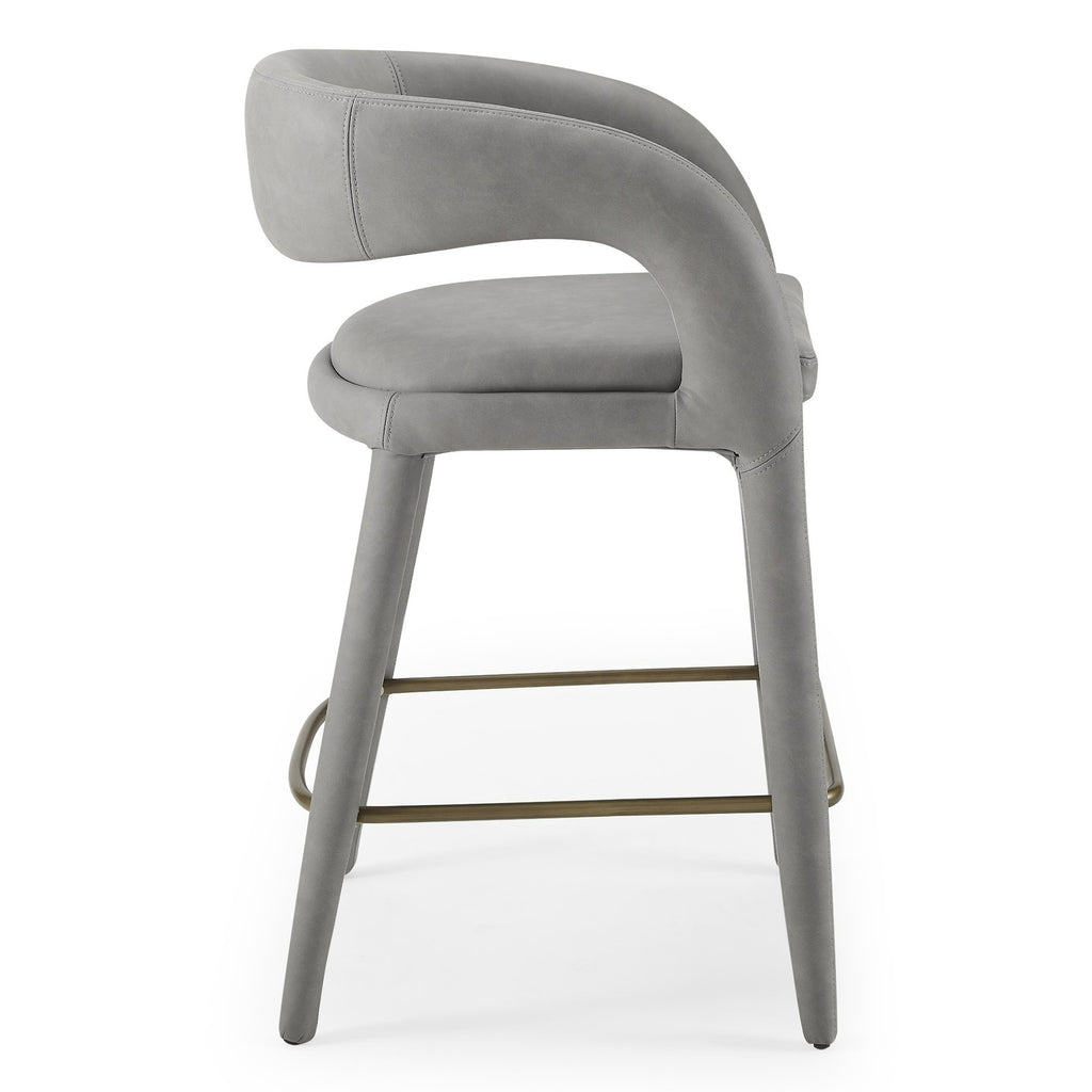 Faerron - Modern Grey Leatherette Counter Chair