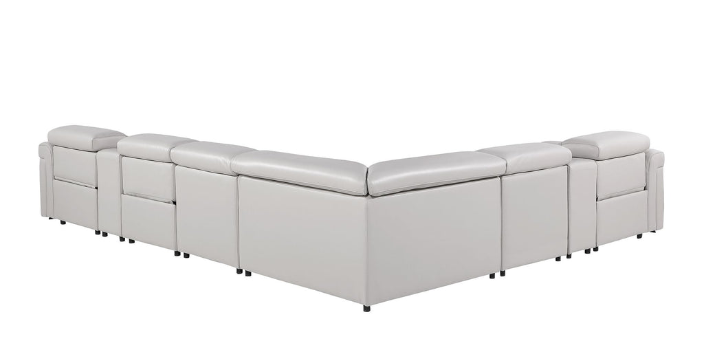 1126 Divanitalia 8-Piece L-Shaped Sectional Sofa in Top Grain Italian Leather with 3 Power Recliners & Power Headrests - Light Grey - SKU 1126-LT-GREY-SEC-8PC-3PWR-SECTIONAL-GROUP - view 6