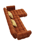 Jacinda - Modern Burnt Orange Fabric Right Facing Sectional Sofa + 2 Yellow Pillows