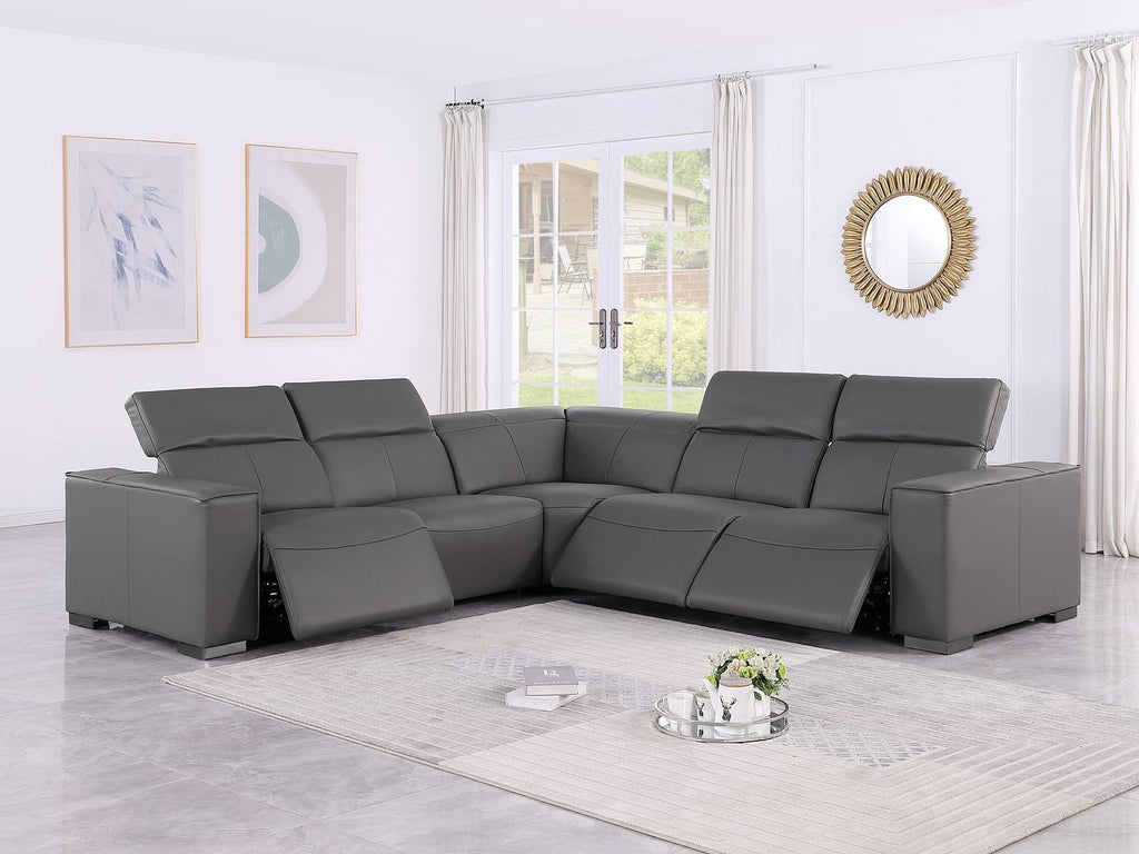 1208 Leather Reclining Set - Sofa & Loveseat with 4 Power Recliners