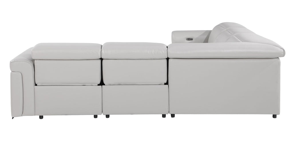 1126 Divanitalia 5-Piece L-Shaped Sectional Sofa in Top Grain Italian Leather with 3 Power Recliners & Power Headrests - Light Grey - SKU 1126-LT-GREY-SEC-5PC-3PWR-SECTIONAL-GROUP - view 6