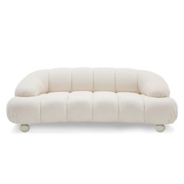 Duran - Contemporary White Fabric Loveseat Sofa