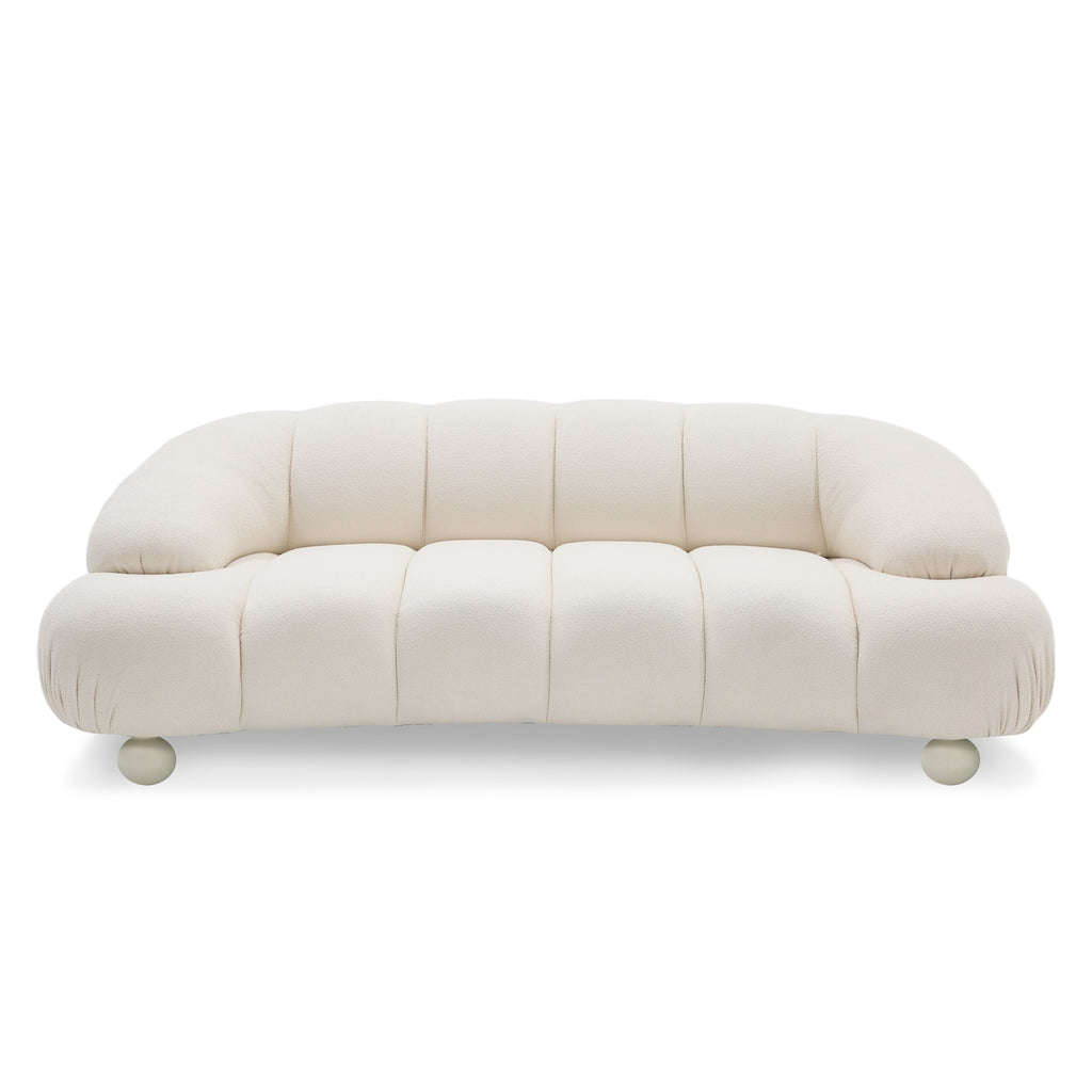 Duran - Contemporary White Fabric Loveseat Sofa