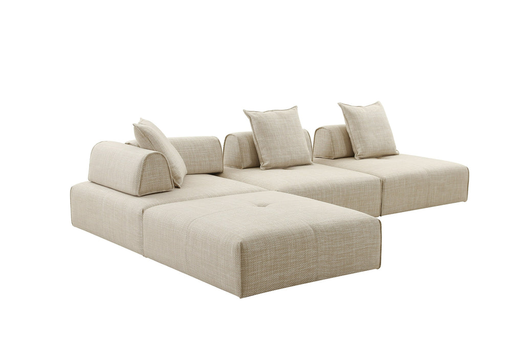Mondo - Modern Modular Beige Fabric Armless Seat