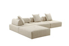 Mondo - Modern Modular Beige Fabric Armless Seat