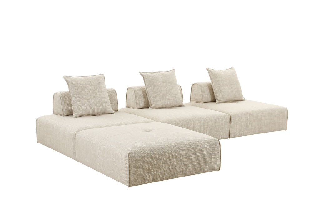 Mondo - Modern Modular Beige Fabric Armless Seat