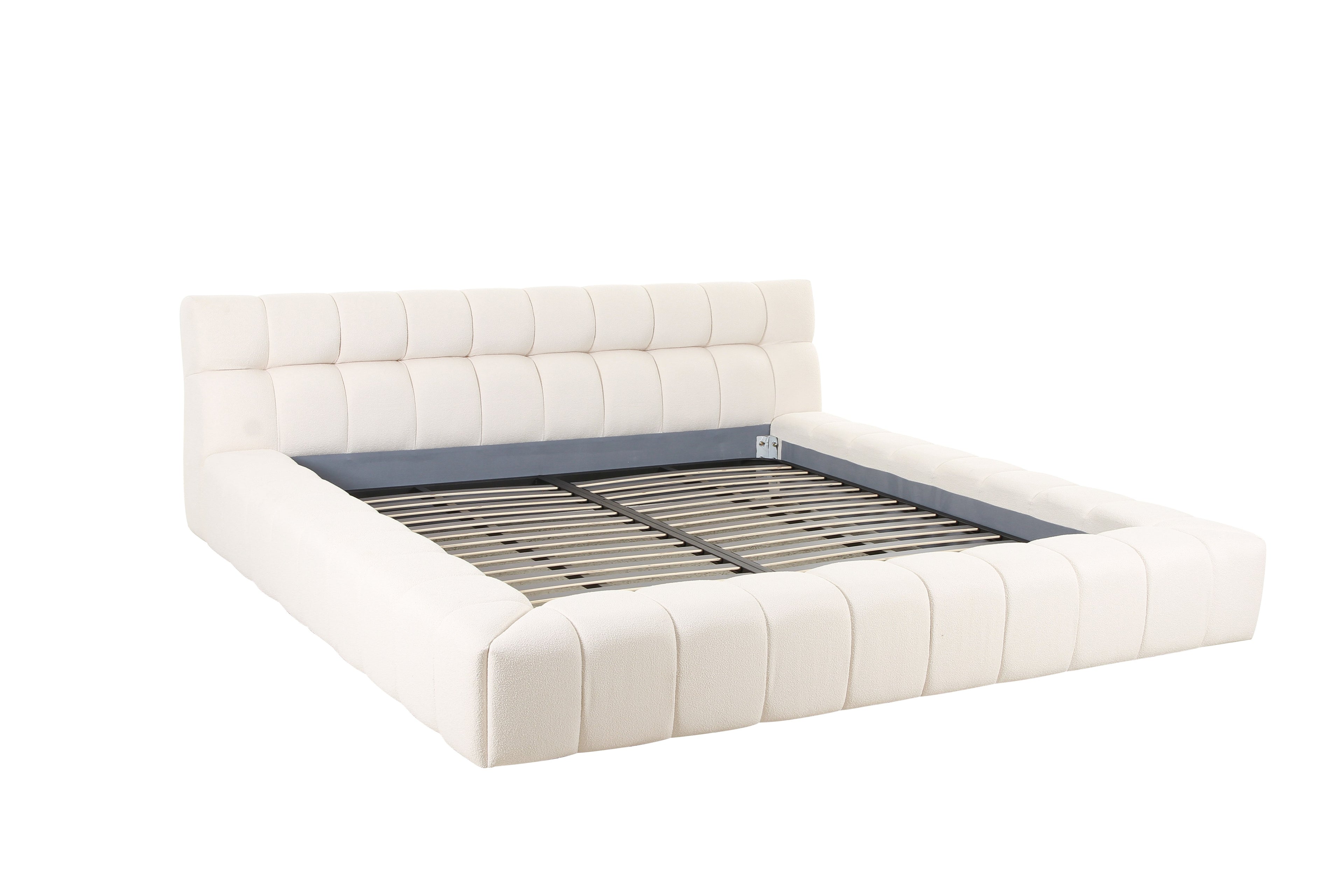 Tyree - Modern Tufted Off-White Fabric Bed - Modern Tufted Off - White Fabric Bed - Eastern King