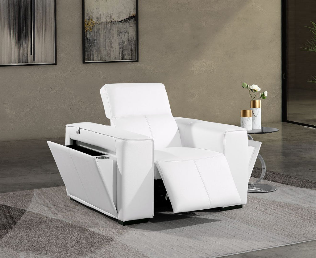 1126 Divanitalia Top Grain Italian Leather Power Reclining Chair with Power Headrests