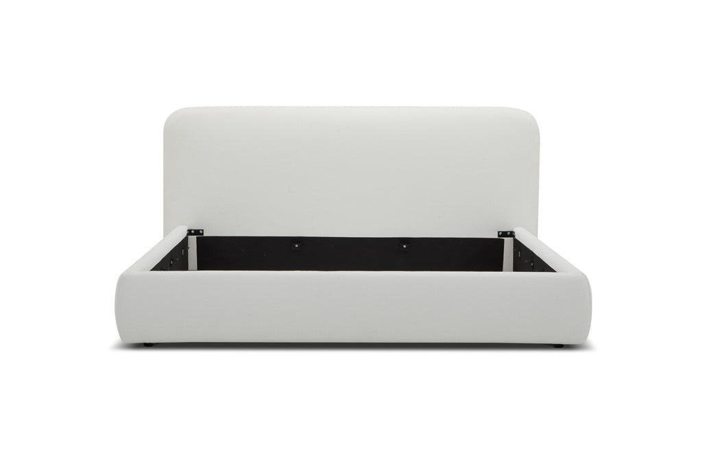 Eastern King Liam - Modern Ivory Fabric Upholstered Bed - Modern Ivory Fabric Upholstered Bed
