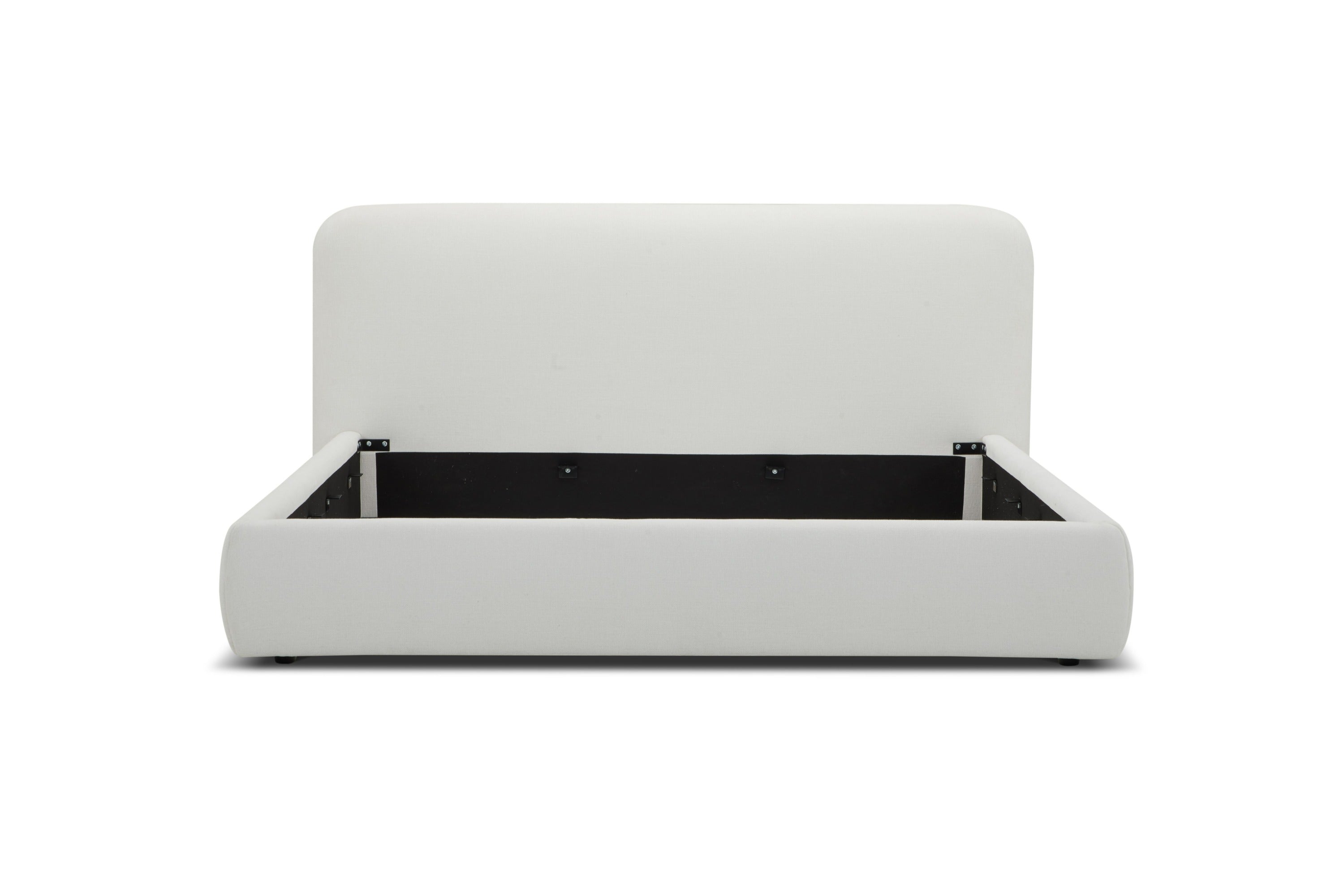 Eastern King Liam - Modern Ivory Fabric Upholstered Bed - Modern Ivory Fabric Upholstered Bed