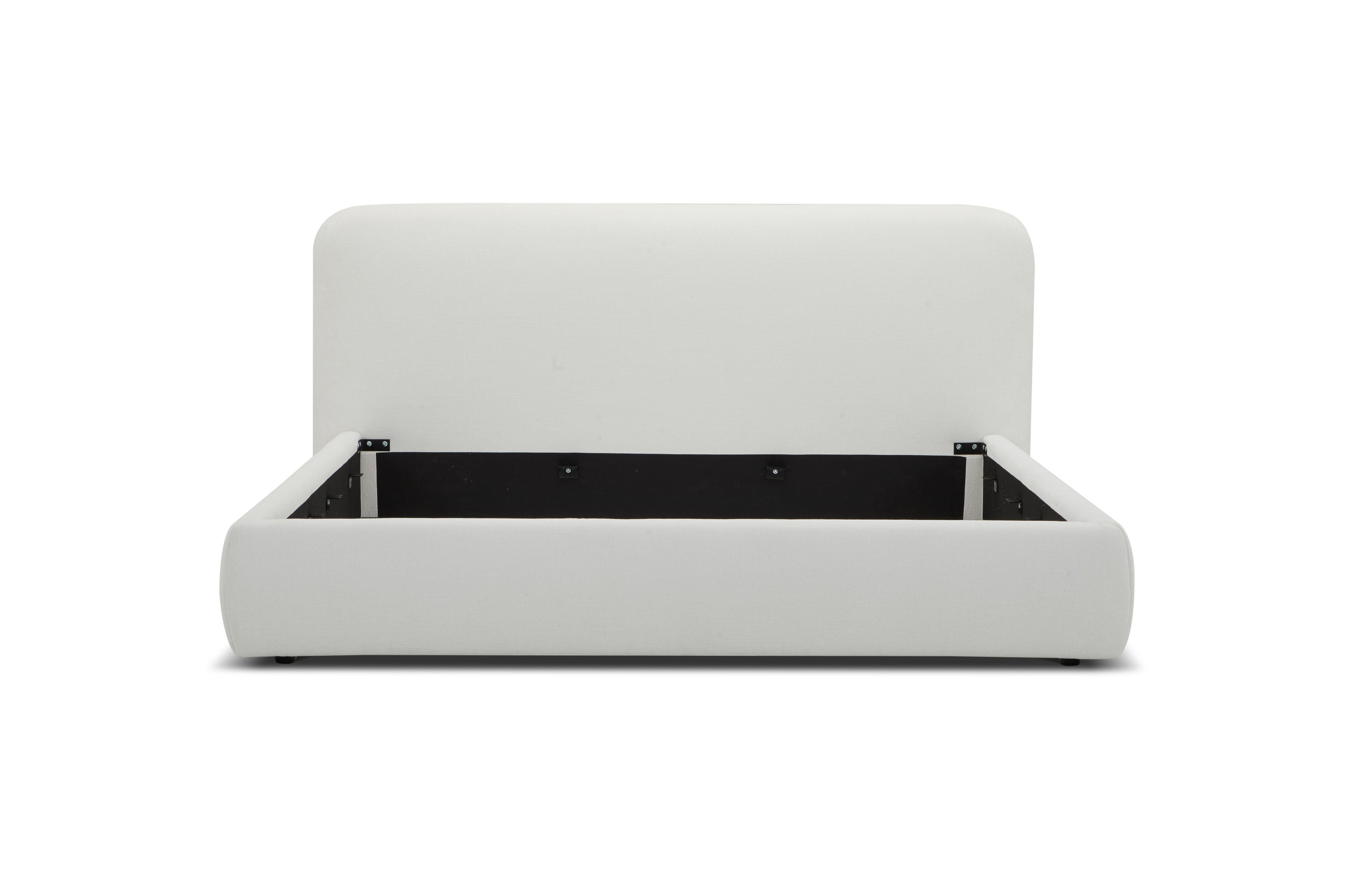 Eastern King Liam - Modern Ivory Fabric Upholstered Bed - Modern Ivory Fabric Upholstered Bed