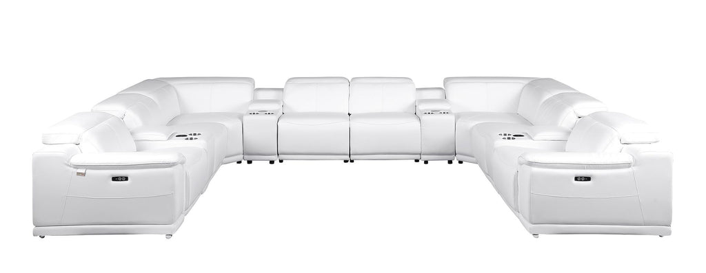 9762 Divanitalia 12-Piece U-Shaped Top Grain Italian Leather Sectional Sofa with 4 Power Recliners
