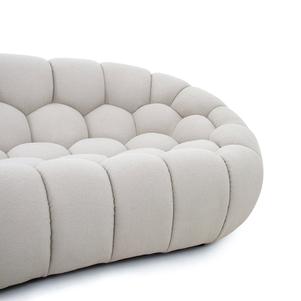 Yolonda - Modern Curved Beige Fabric Sofa Set