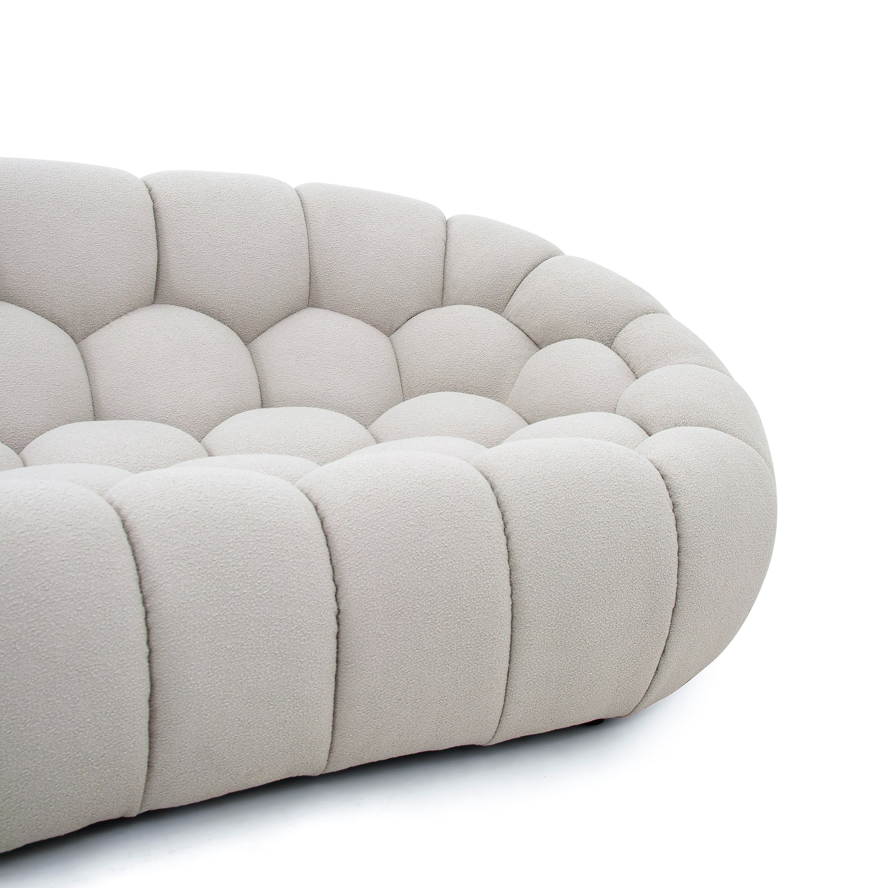 Yolonda - Modern Curved Beige Fabric Sofa Set