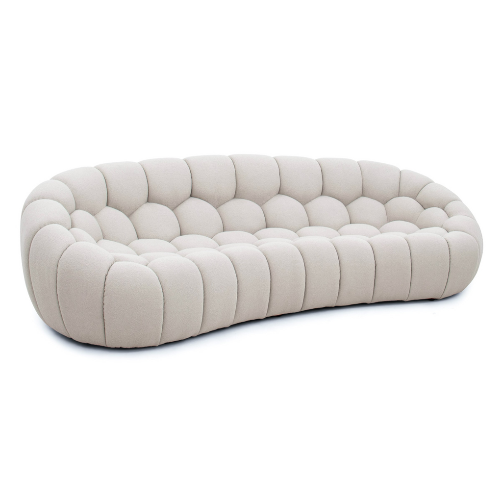 Yolonda - Modern Curved Beige Fabric Sofa