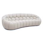 Yolonda - Modern Curved Beige Fabric Sofa