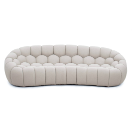 Yolonda - Modern Curved Beige Fabric Sofa