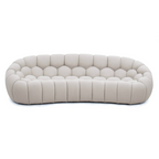 Yolonda - Modern Curved Beige Fabric Sofa